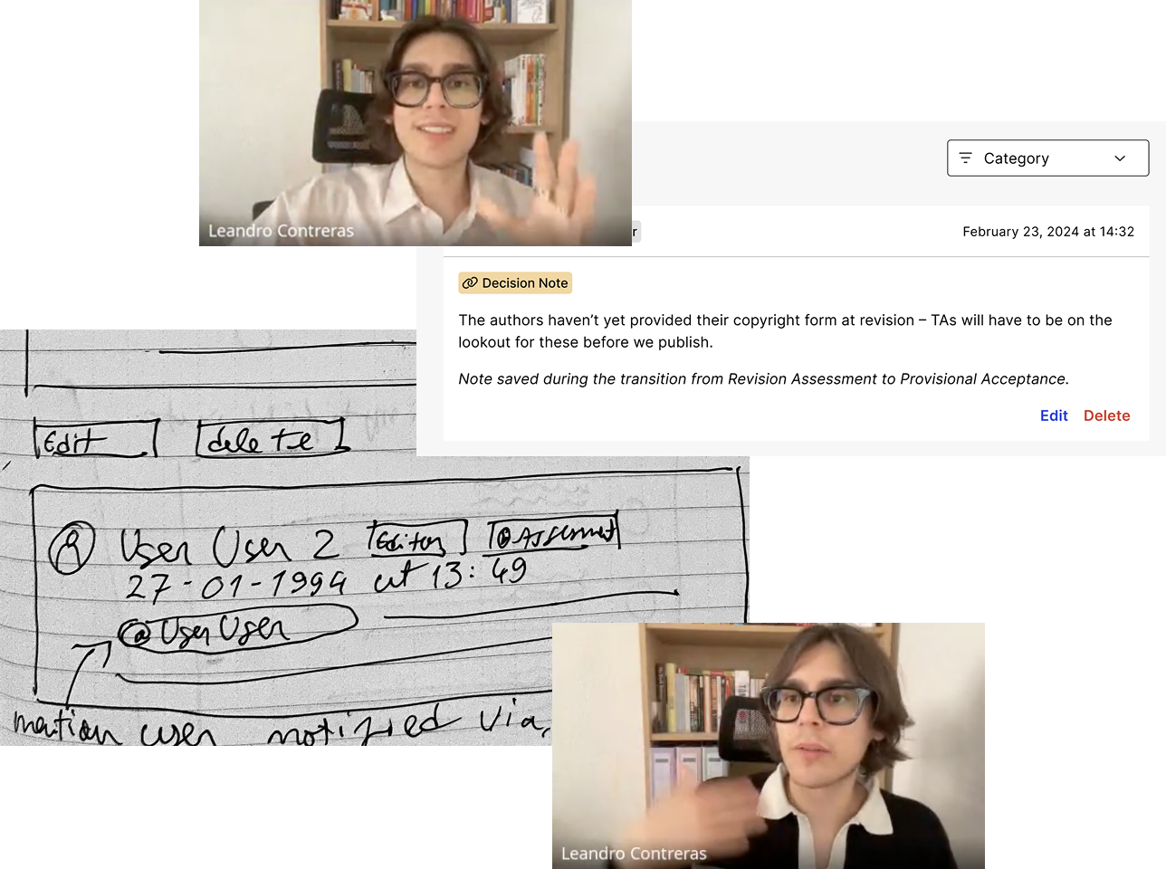 Leandro Contreras, a Product Designer, waving hi to the screen and smiling.